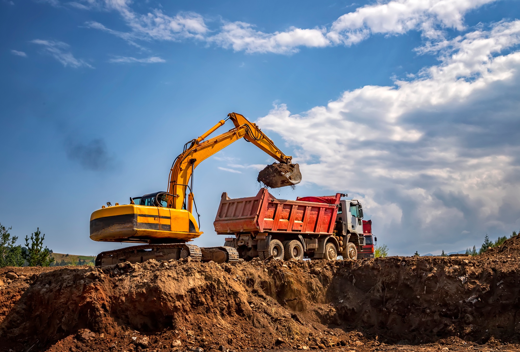 working excavator